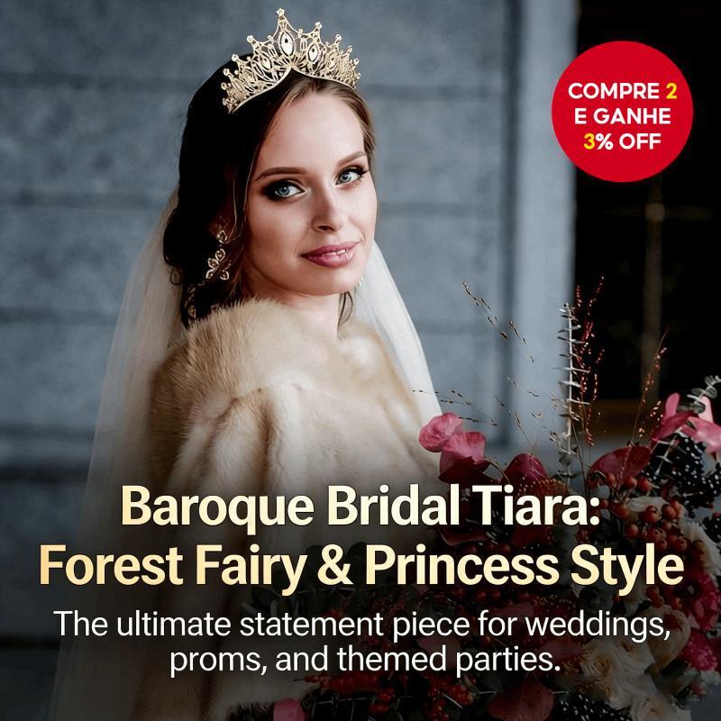 Tiara De Noiva Bandana Barroco Luxo Liga Coroa Em 