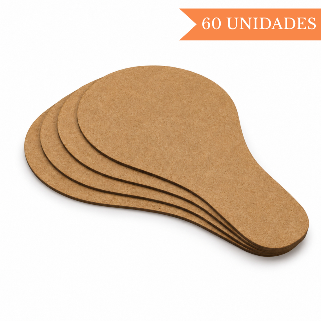Kit 60 Unidades Raquete Mdf Cru Pequenas Lembranci