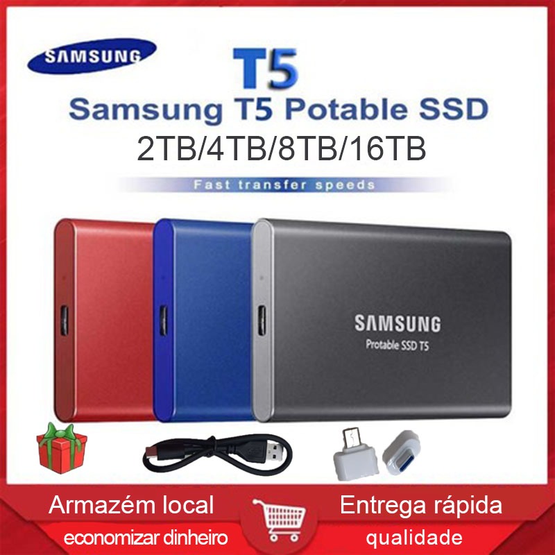 SAMSUNG T5 SSD Portátil 2TB 4TB 8TB 16TB Unidade 