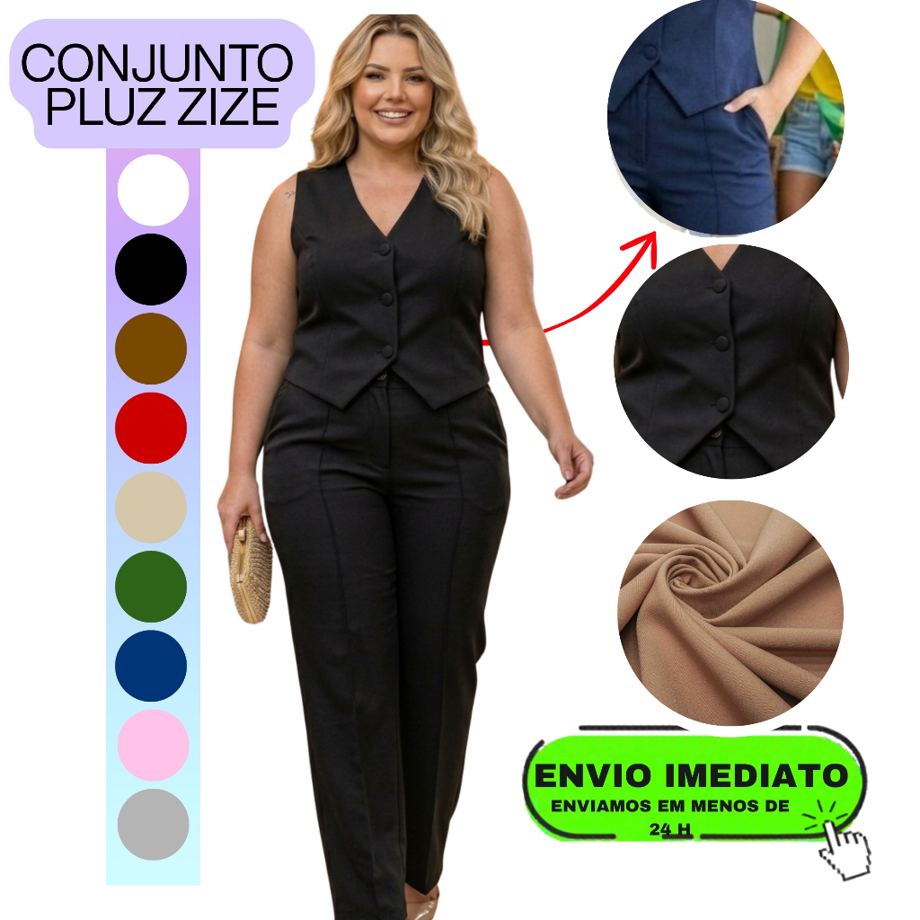 Calça e Colete Conjunto Feminino Alfaiataria bota