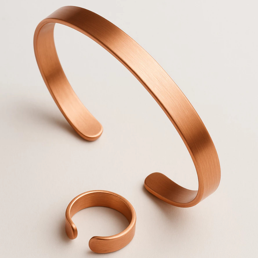 Kit Pulseira + Anel de Cobre Puro Unissex