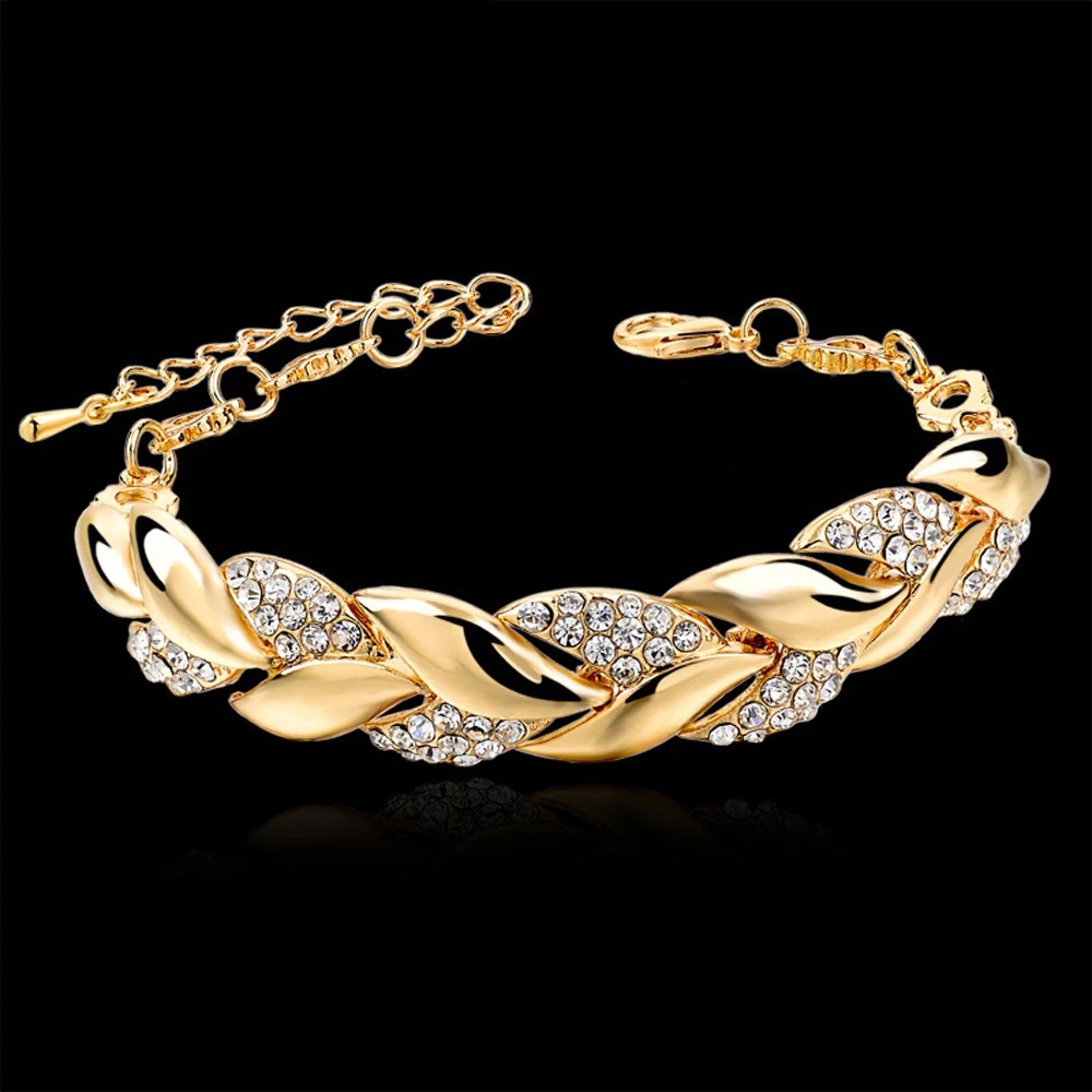 Pulseira De Folha De Cristal De Liga De Ano Novo P