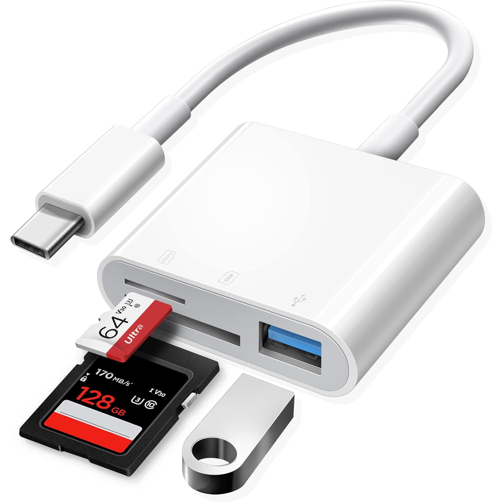 Adaptador De Leitor De Cartão Type C Hub 3 Em 1 T