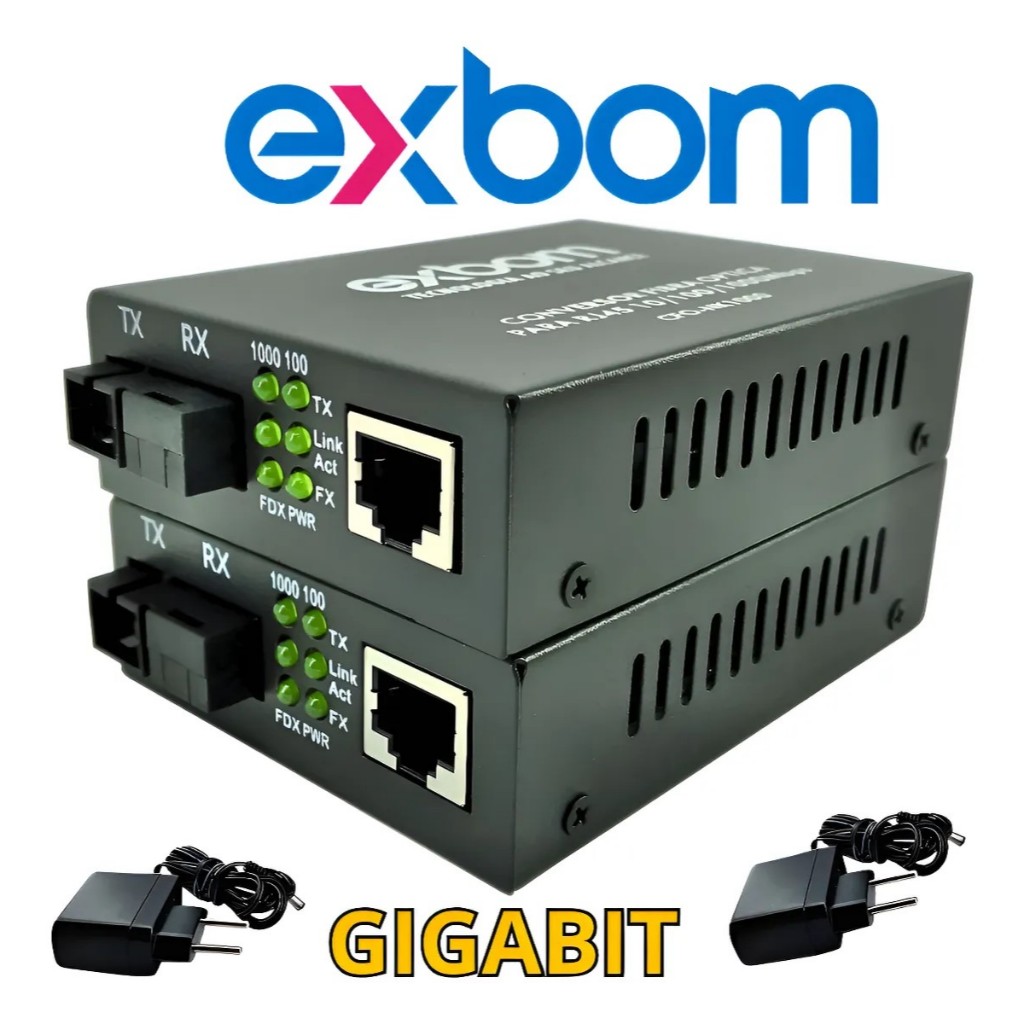 Conversor Mídia Fibra Óptica Gigabit Rj45 1000mb