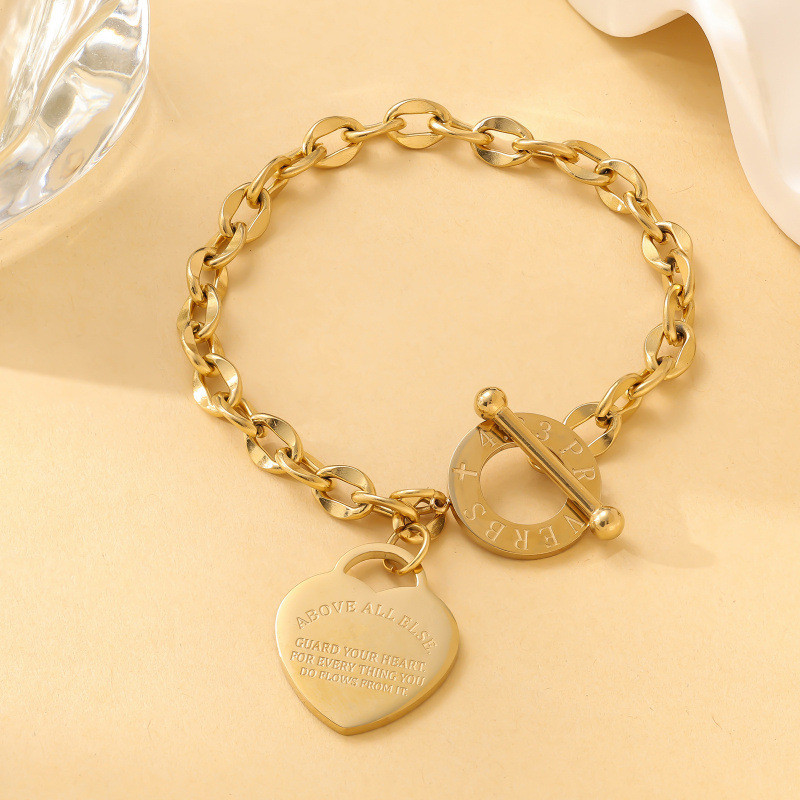 Pulseira De Aço Inoxidável Coração Com Fecho O