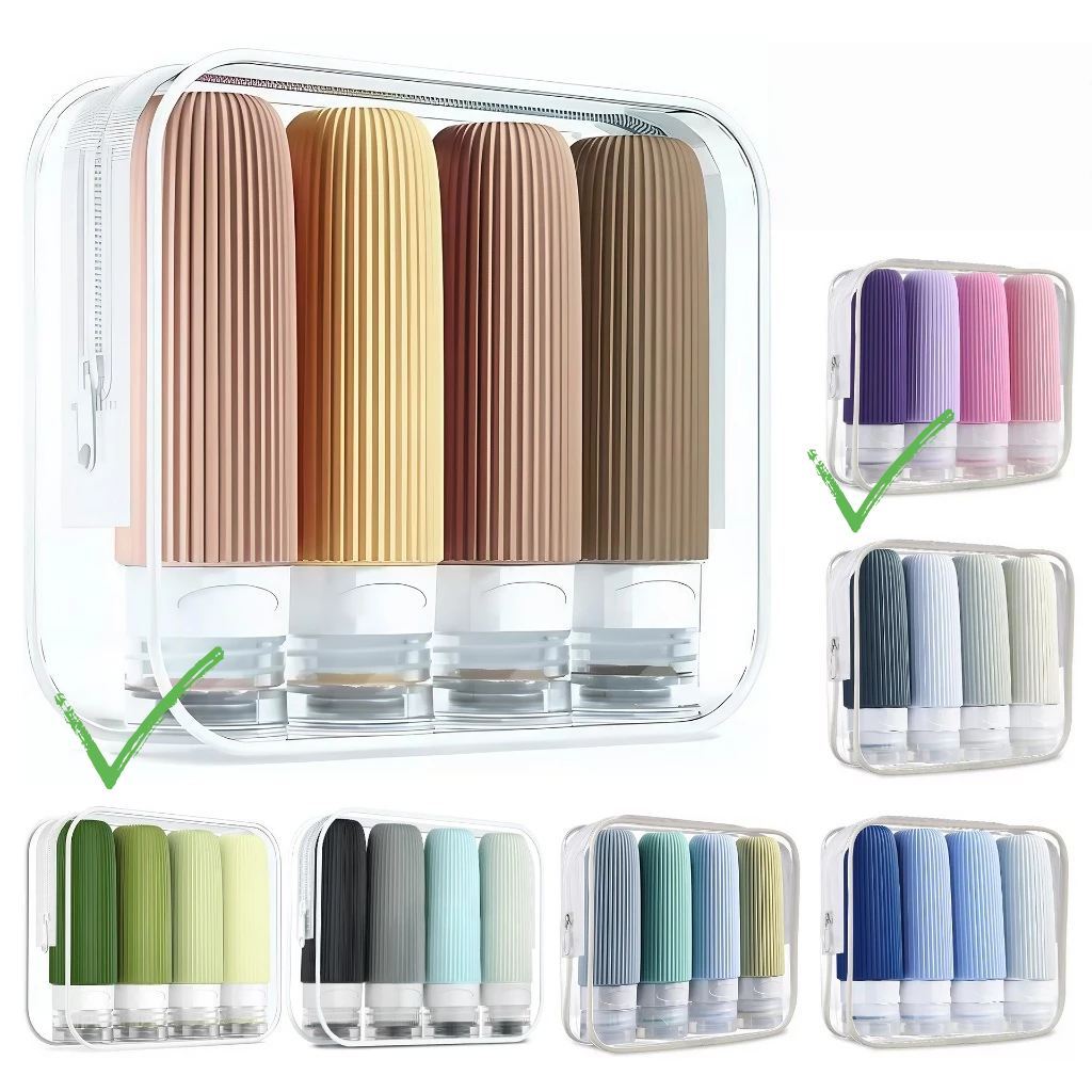 Kit Viagem 4/16 Frascos Silicone Pote 90ml Shampoo