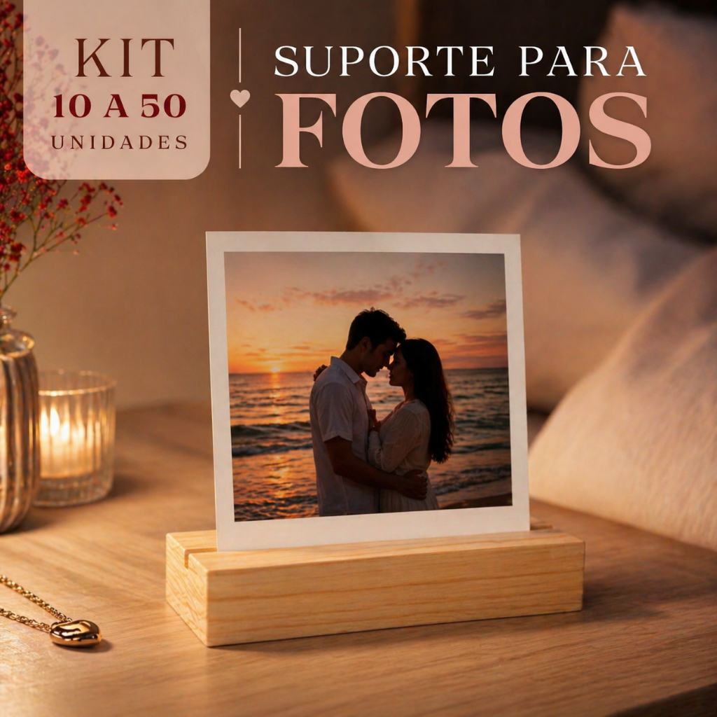 Kit 10 a 50 Suportes Porta Retrato Polaroid Madeir