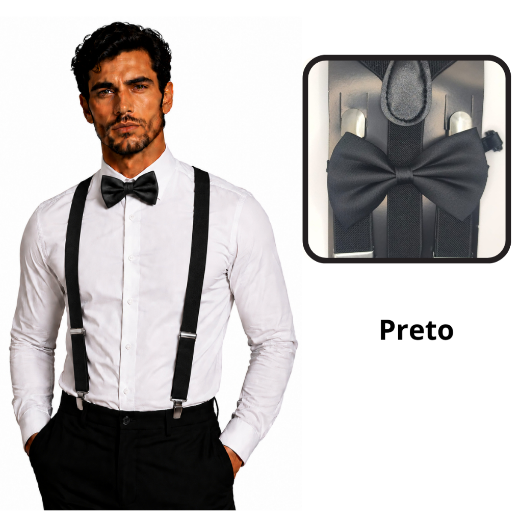 Kit Suspensorio Masculino Padrinho Gravata Borbole