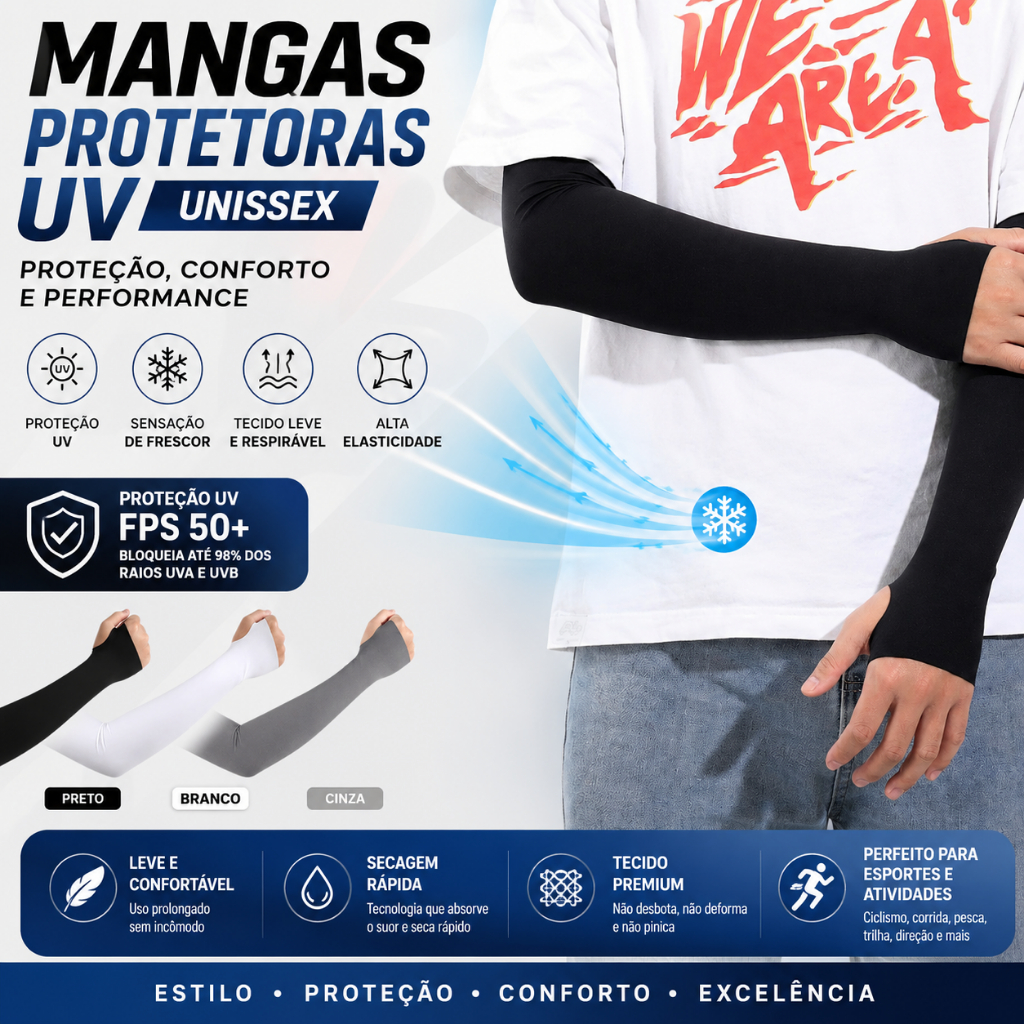 Par Manguito mangote Com Dedo Proteção solar UV5