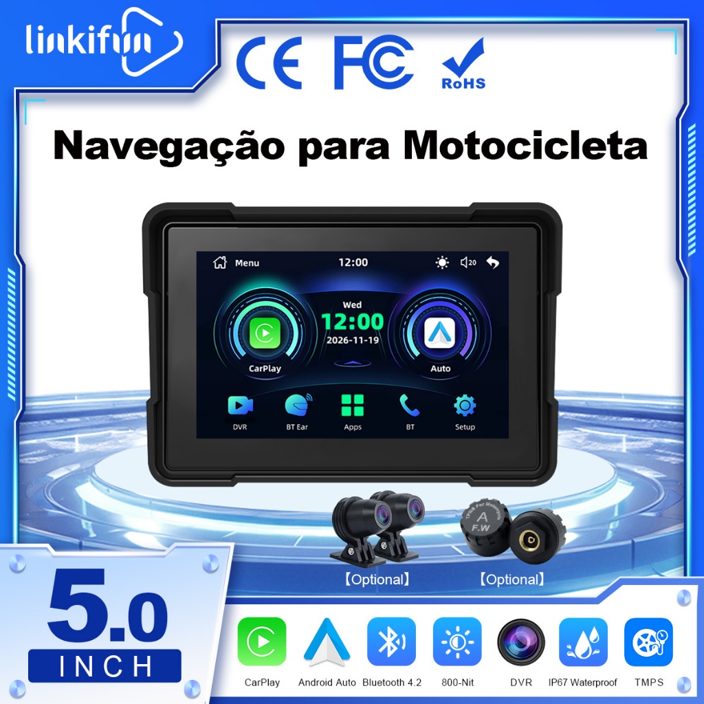 Linkifun MT16C Tela 5 para Moto, CarPlay/Android A