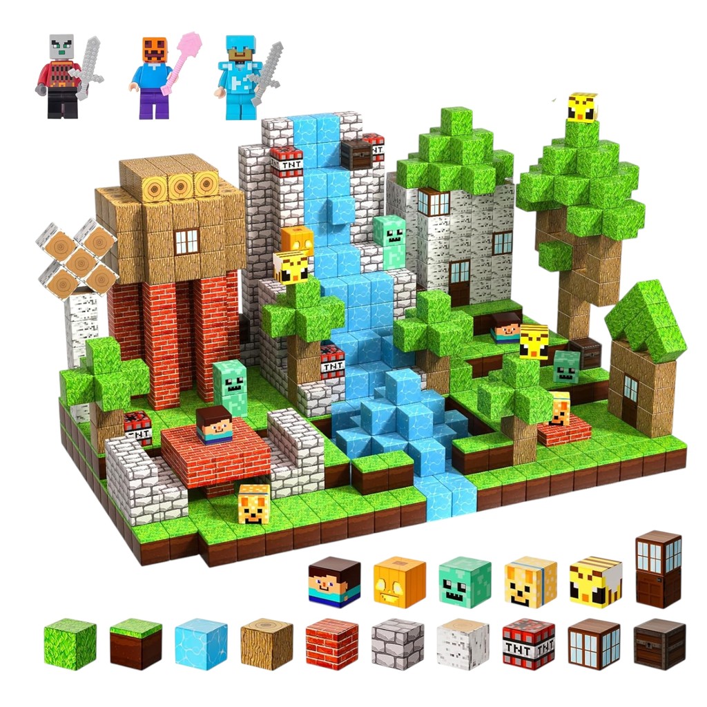 Kit 100 Cubos Construção Magnético Blocos Estil
