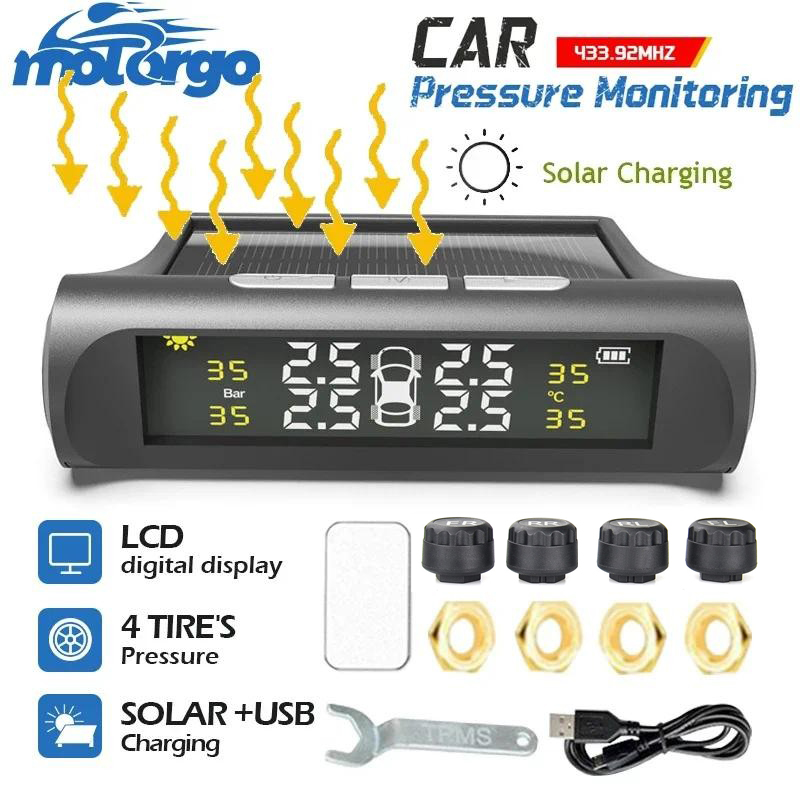 Monitor De Pressão Dos Pneus Do Carro TPMS Solar 