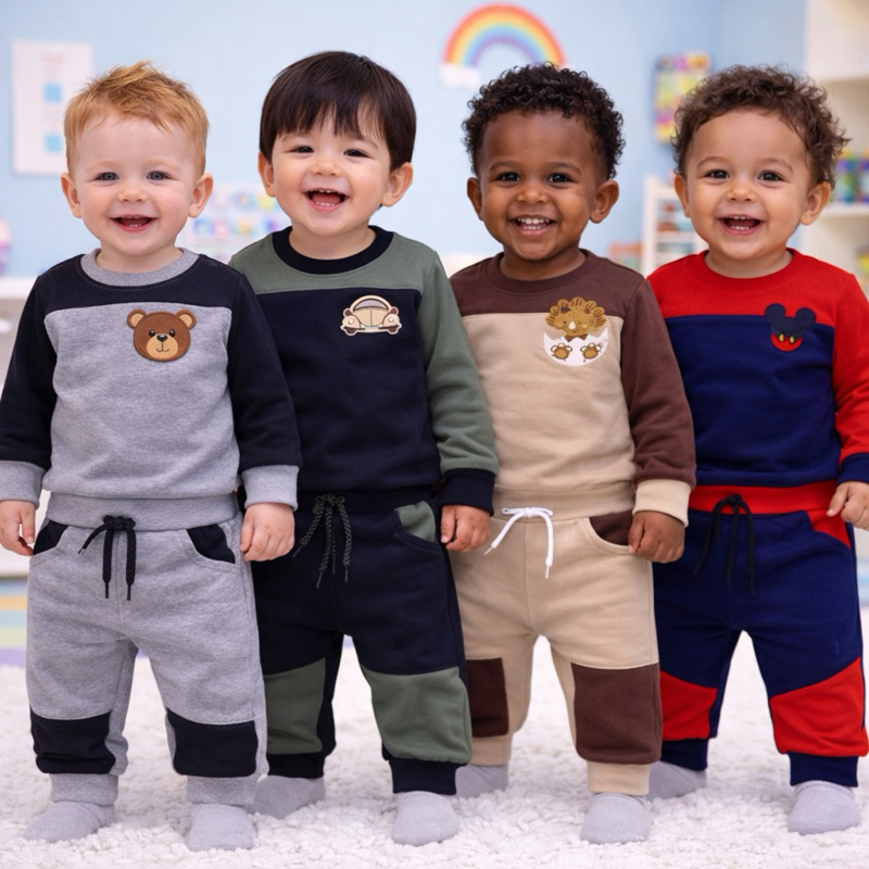 Conjunto Moletom 2 cores Flanelado Bebê MENINO Ca