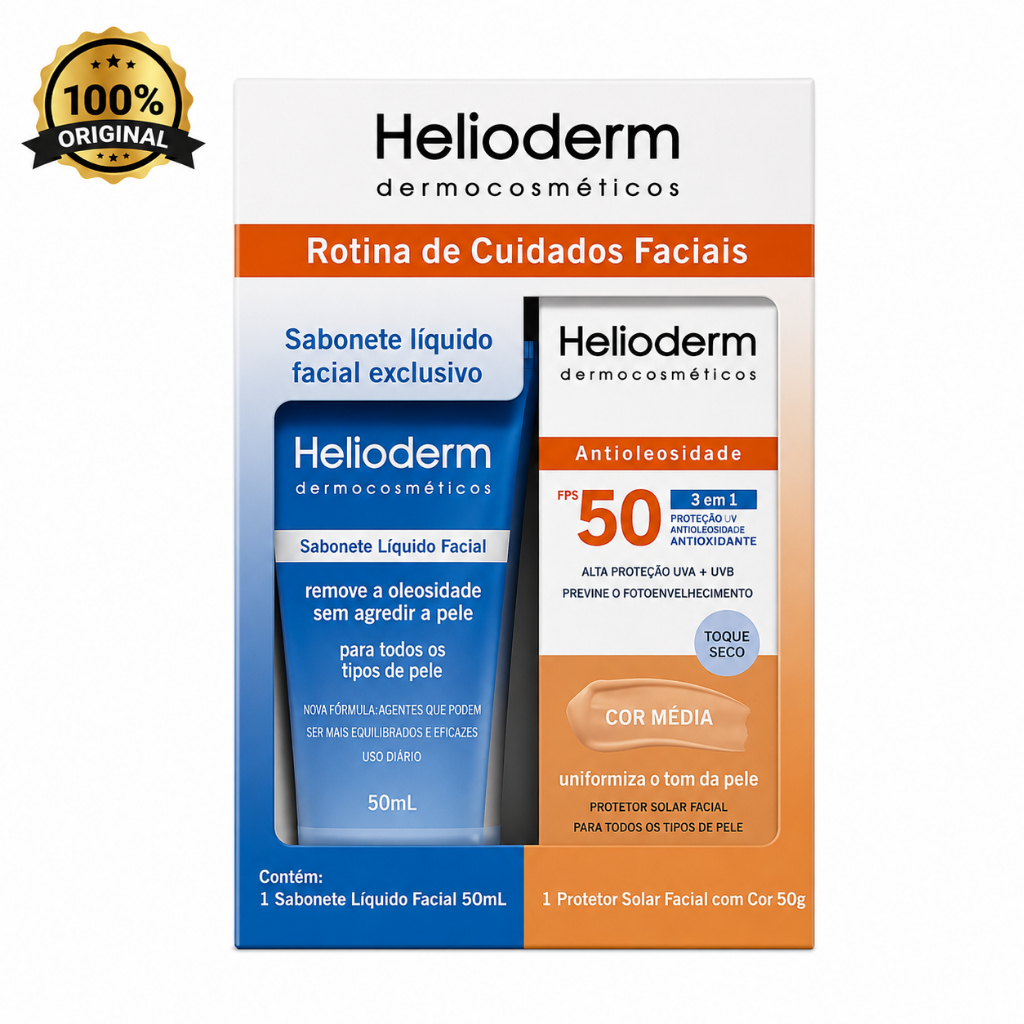 Kit Helioderm Cuidados Faciais(COM COR) FPS 50 + S