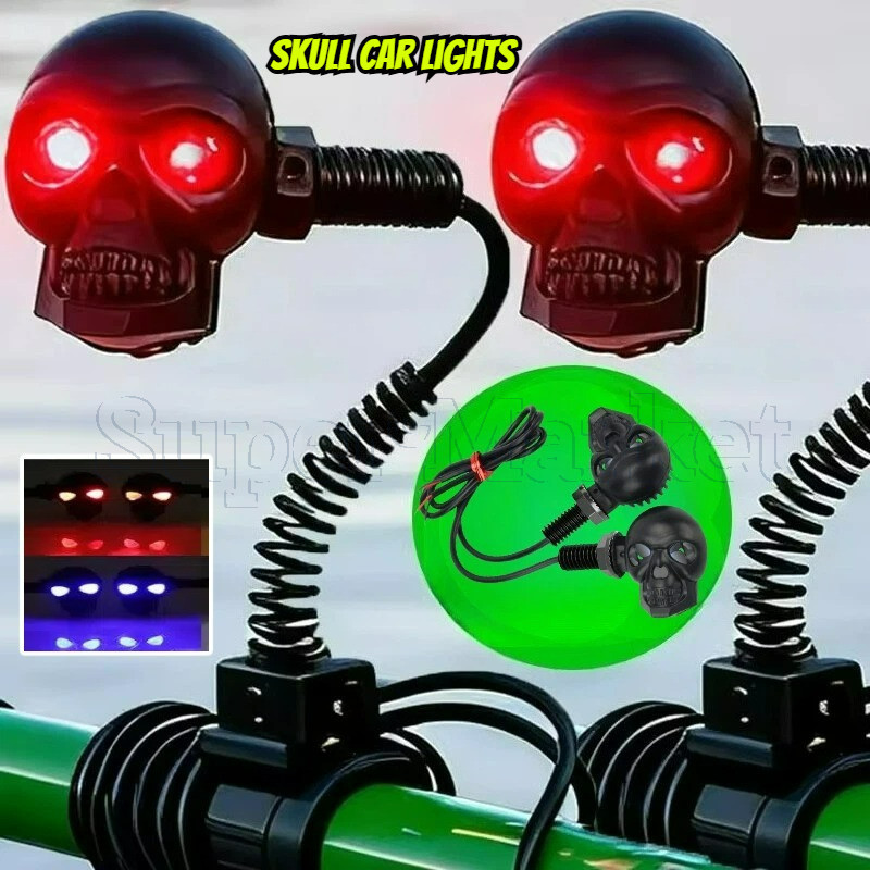 Mini Luzes De Motocicleta Com Cabeça De Caveira-L