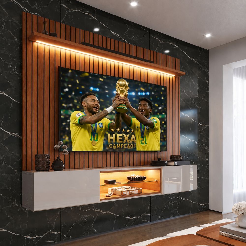 Painel com Rack Copa do Mundo Milano para TV até 