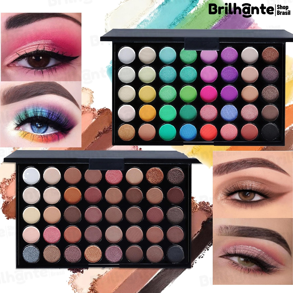 40 Paleta de Sombras Coloridas Matte Brilho Maquia