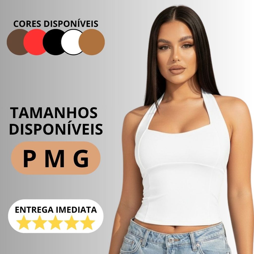 Blusa Feminina Top Halter Frente Única Costas Nua