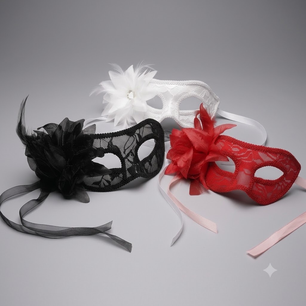 Máscara De tecido Renda Gala Fantasia Cosplay Car