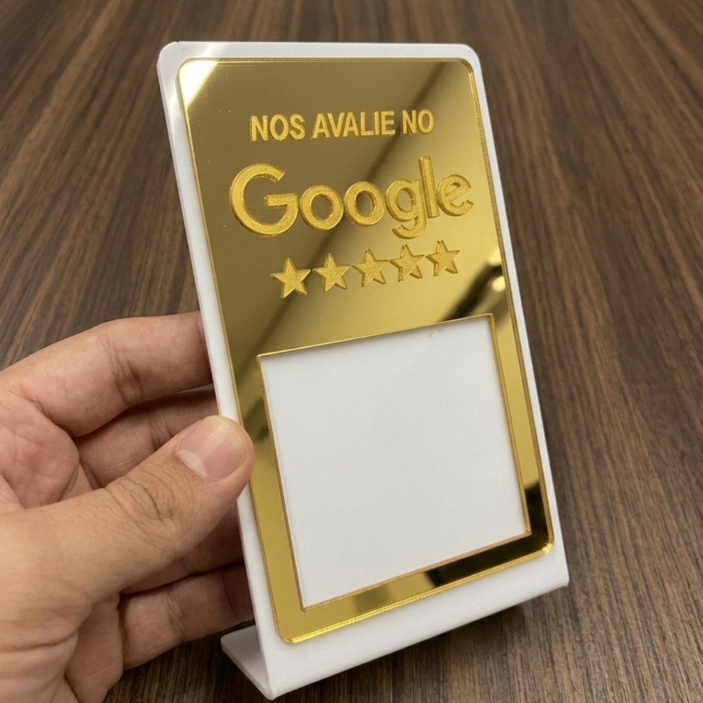 Placa QR Code Google – Display de Acrílico 
