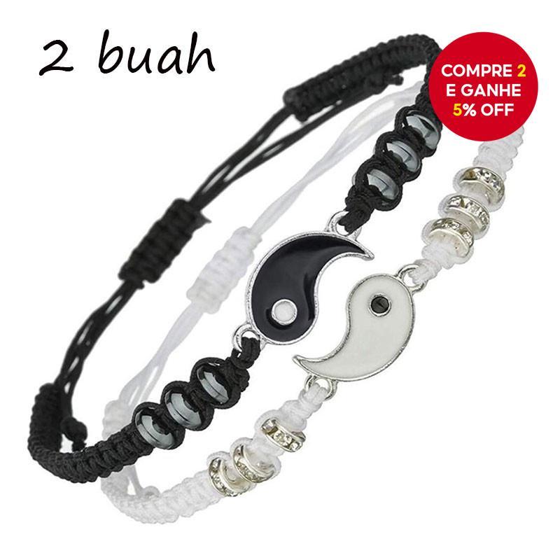 Conjunto De Pulseira De Corda Yin Yang Preto E Bra
