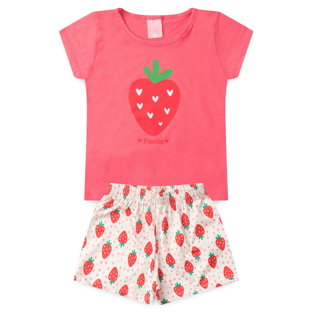 Pijama Infantil Verão Manga Curta Menina Feminino