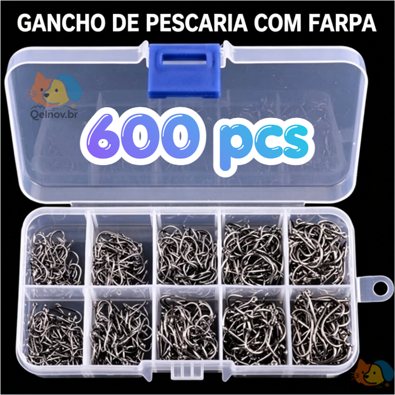 Kit Pesca: 600 Anzóis Chinu nos Tamanhos 3 ao 12 