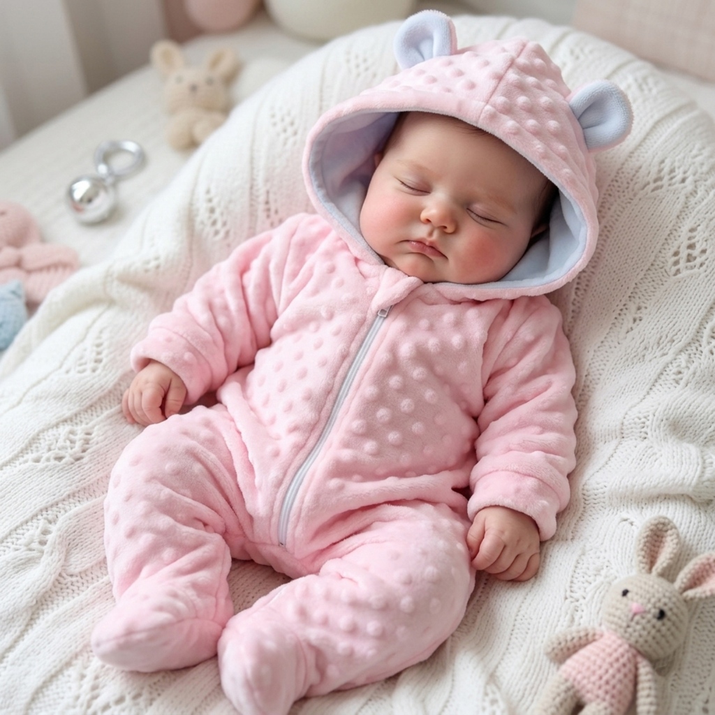 Macacão Bebê Pipoquinha Fleece Frio Com Capuz E 
