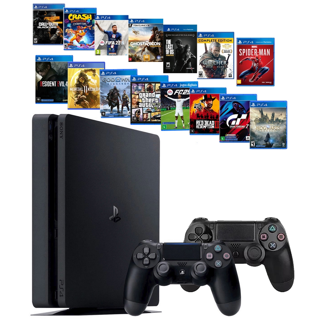 Sony Playstation 4 500gb ou 1000gb Ps4 Slim Com 1 