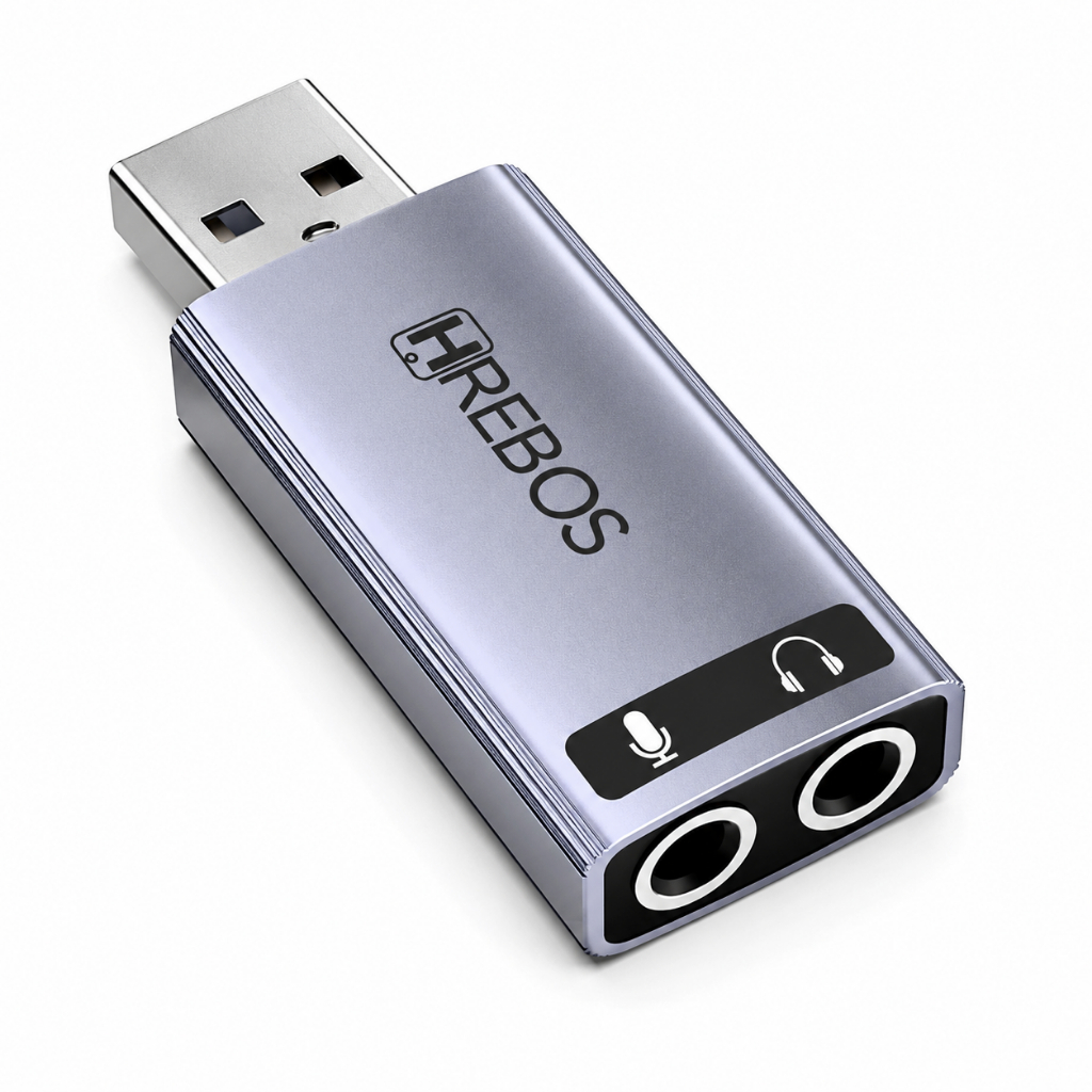 Adaptador USB para Fone e Microfone P3 Duplo Hrebo