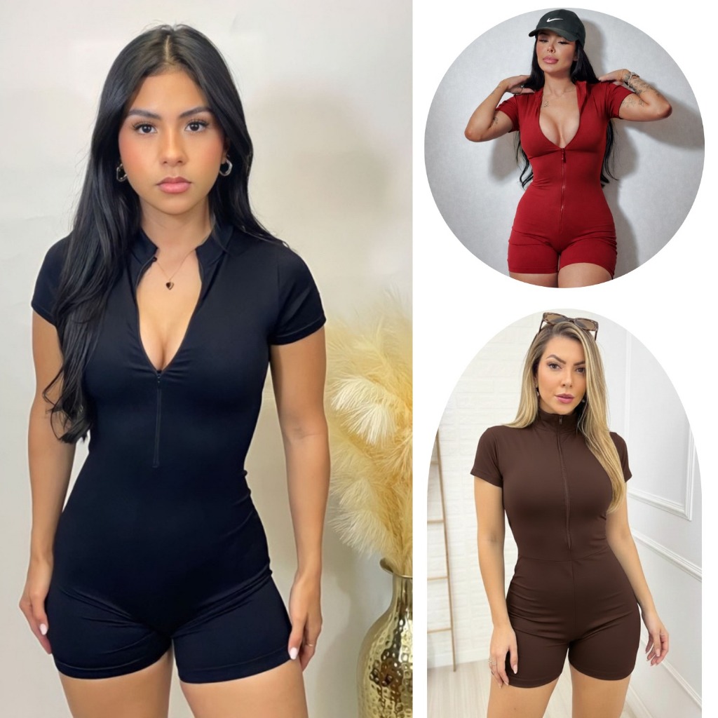 Macaquinho Feminino Moda Gringa Fitness Macacão G