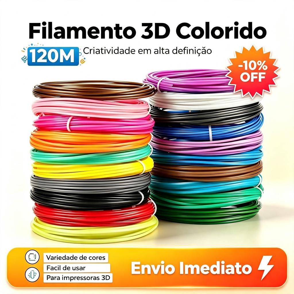 Refil Filamento Pla Kit 10 Cores Variadas 120/110/