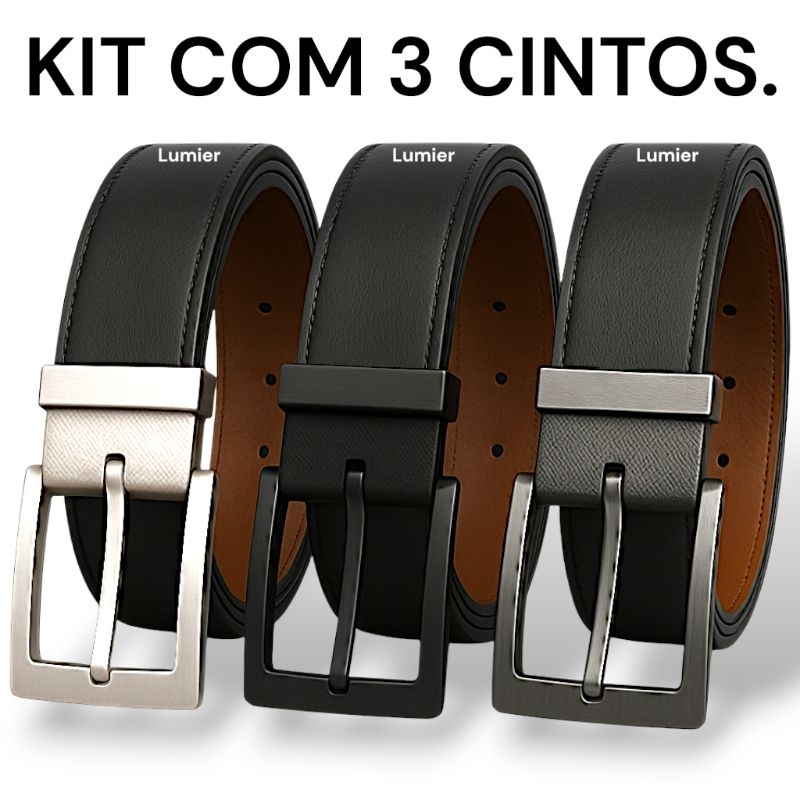 Kit 3 Cinto Masculino 2 em 1 – 125CM ou 150C