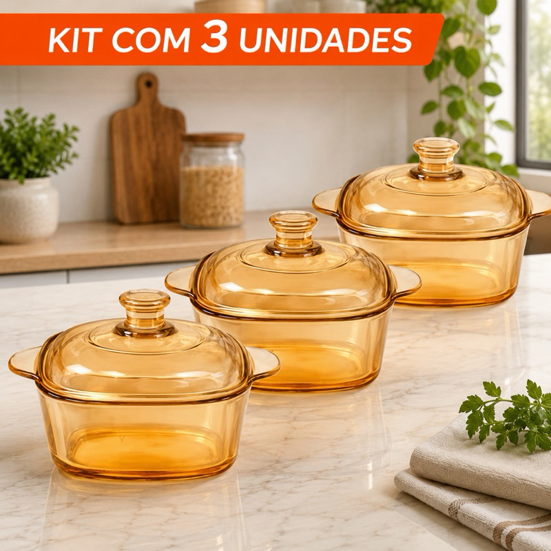 Travessa de Vidro Âmbar com Tampa 800ml/850ml par