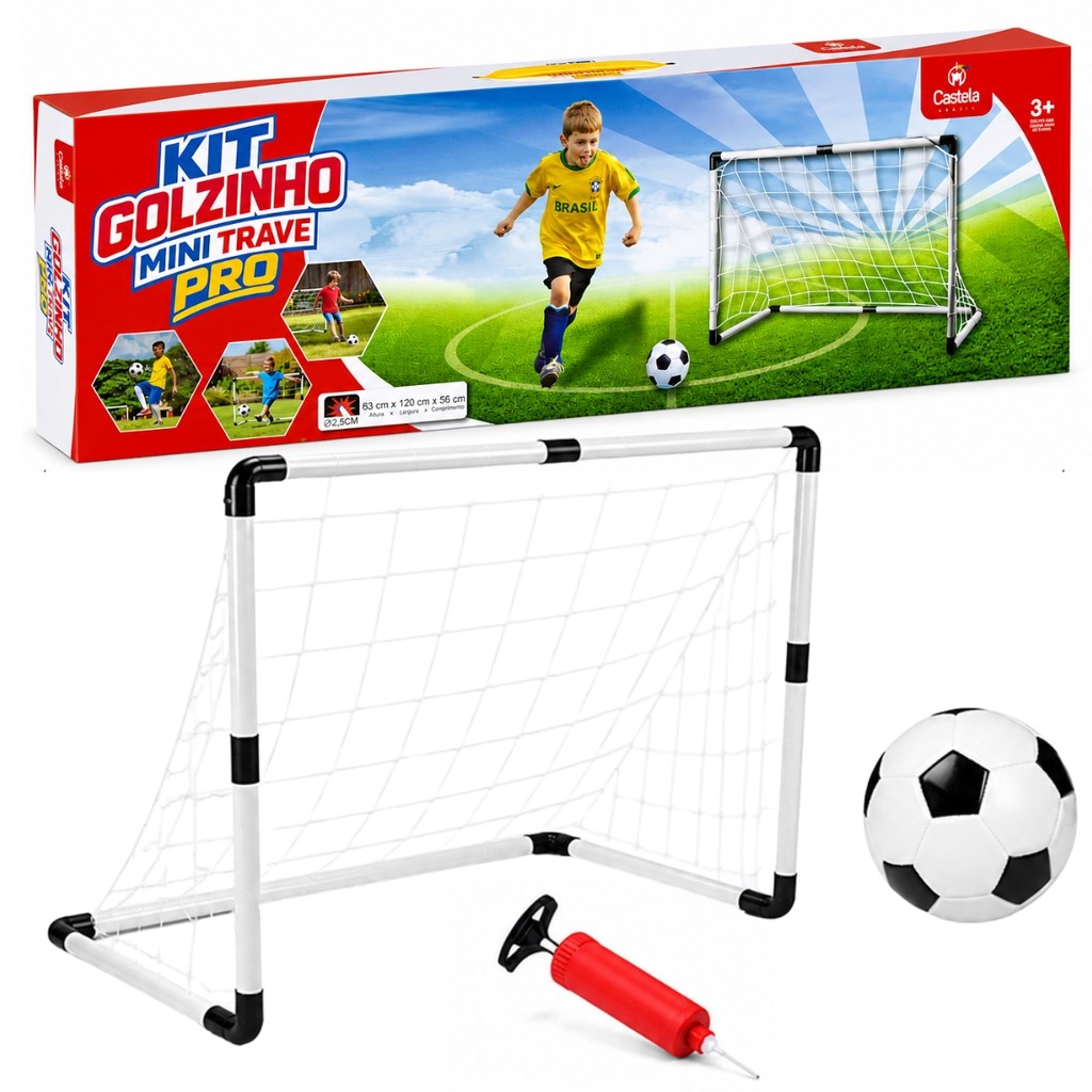 Kit Mini Trave de Futebol Bola e Bomba de Ar ̵