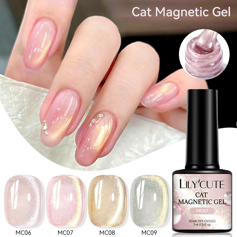 LILYCUTE Gato Gel Magnético Unha Polonês Rosa Fi