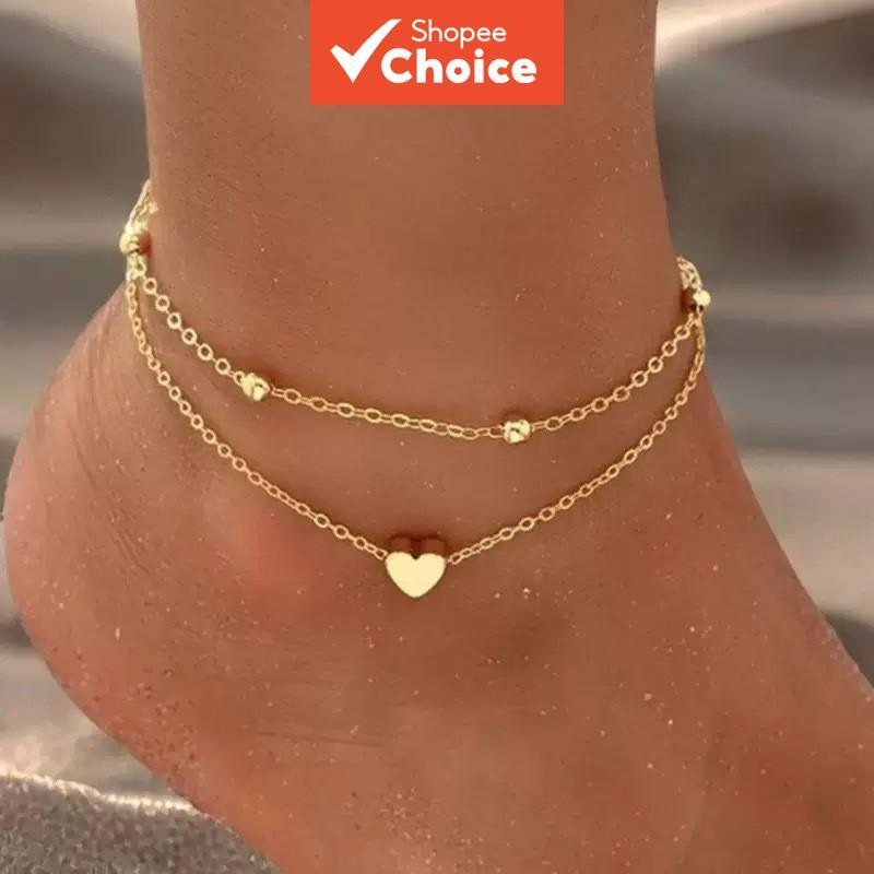 Conjunto De Tornozeleira Bohemia Heart Bead Para M