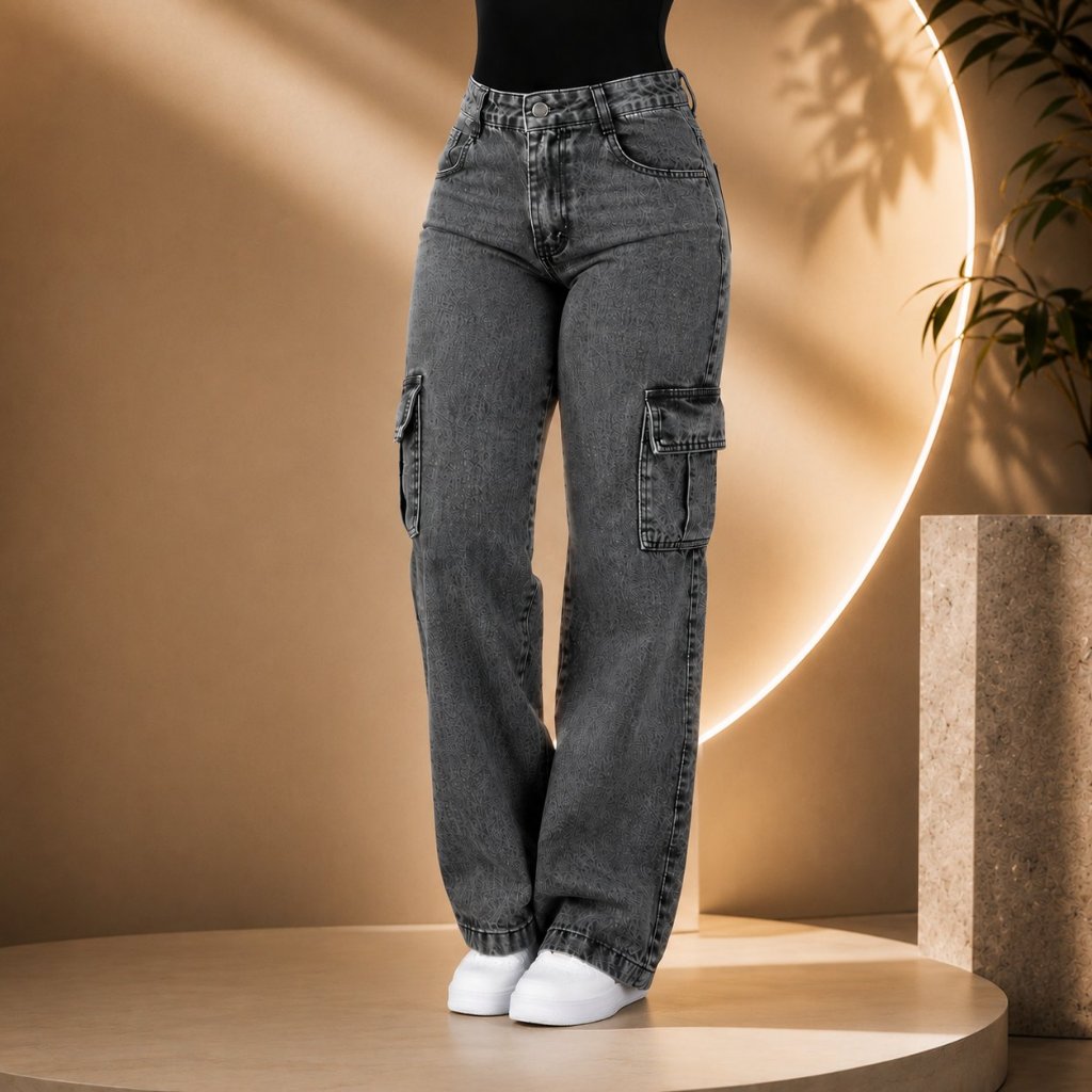 Calça Cargo Grafite Juvenil Wide Leg 10 ao 16 100