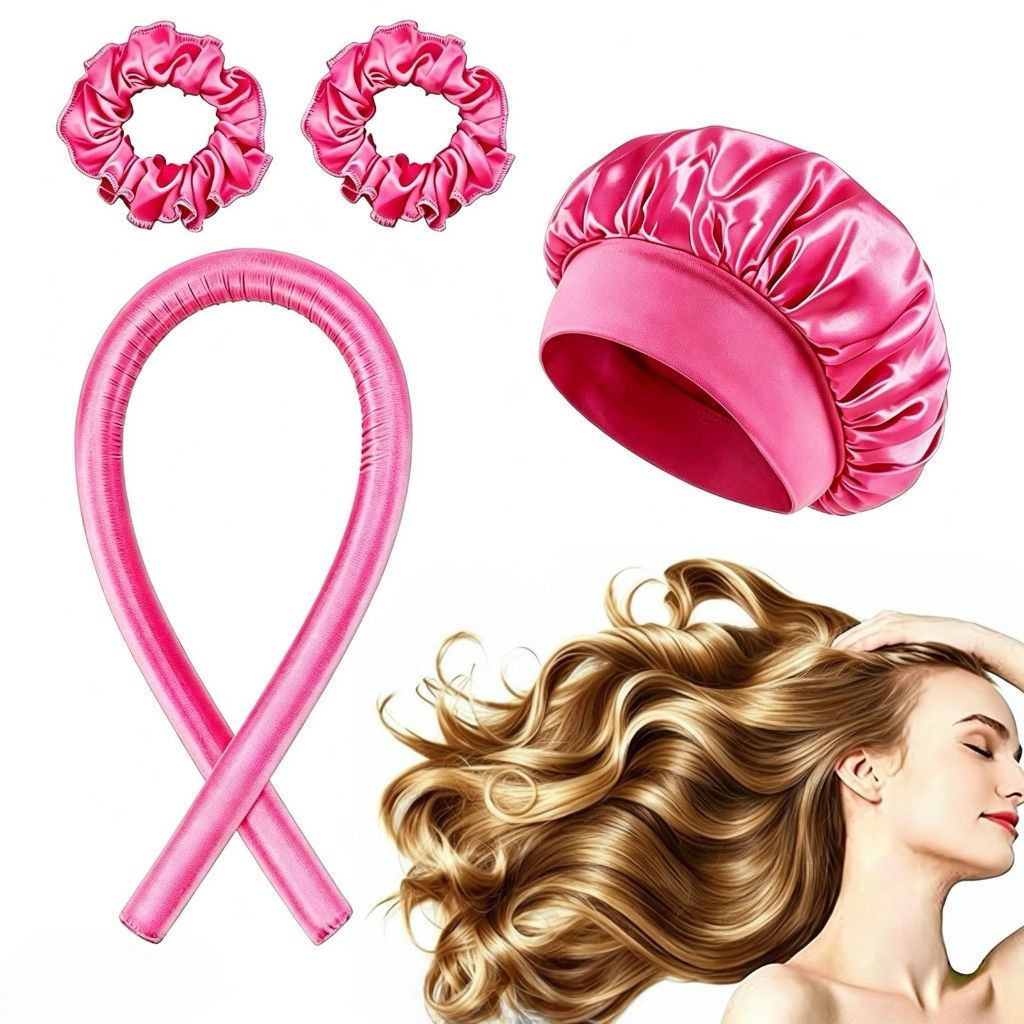 Kit 4 Peças Modelador Heatless + Touca Antifrizz 