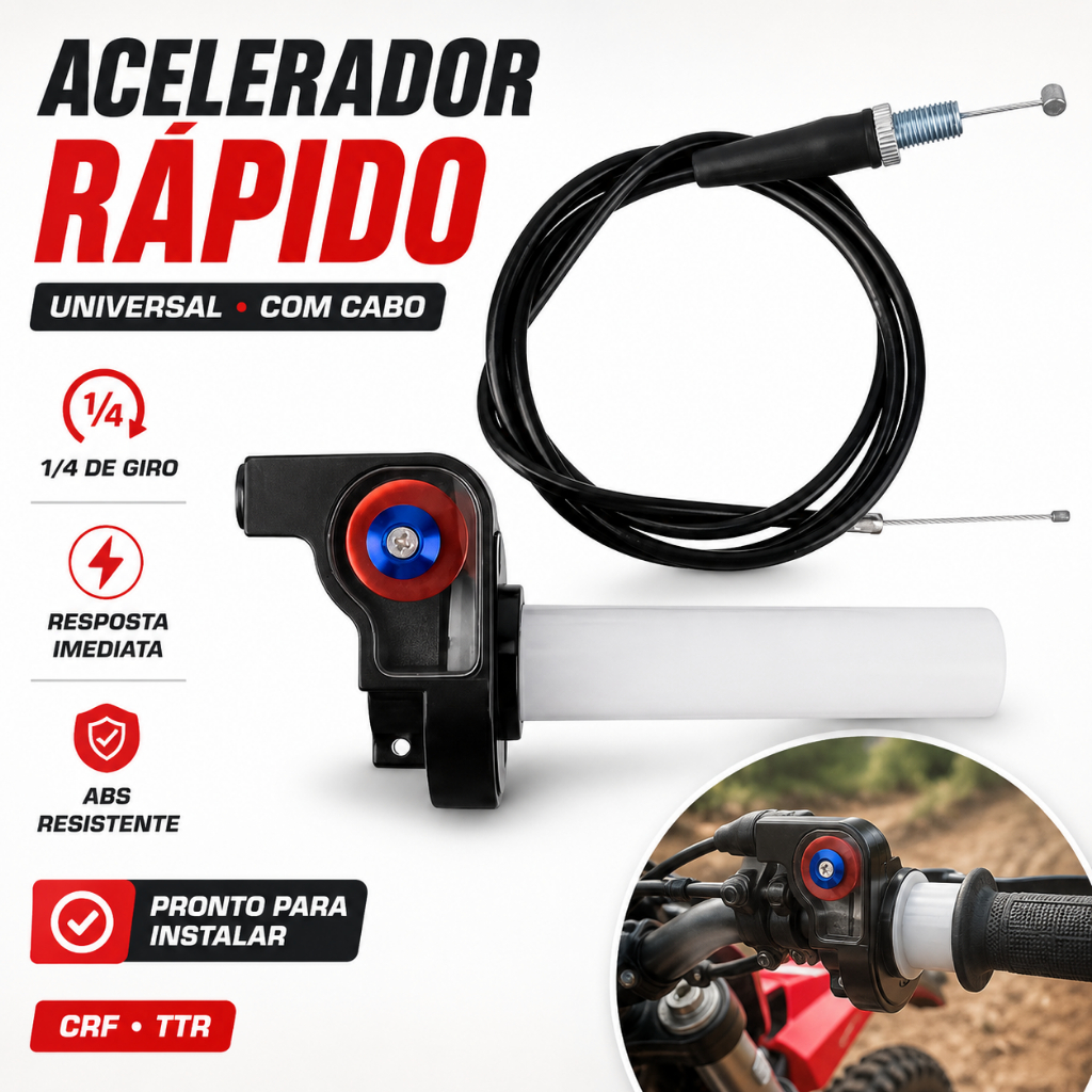Acelerador Punho Rápido Aluminio Universal + Cabo