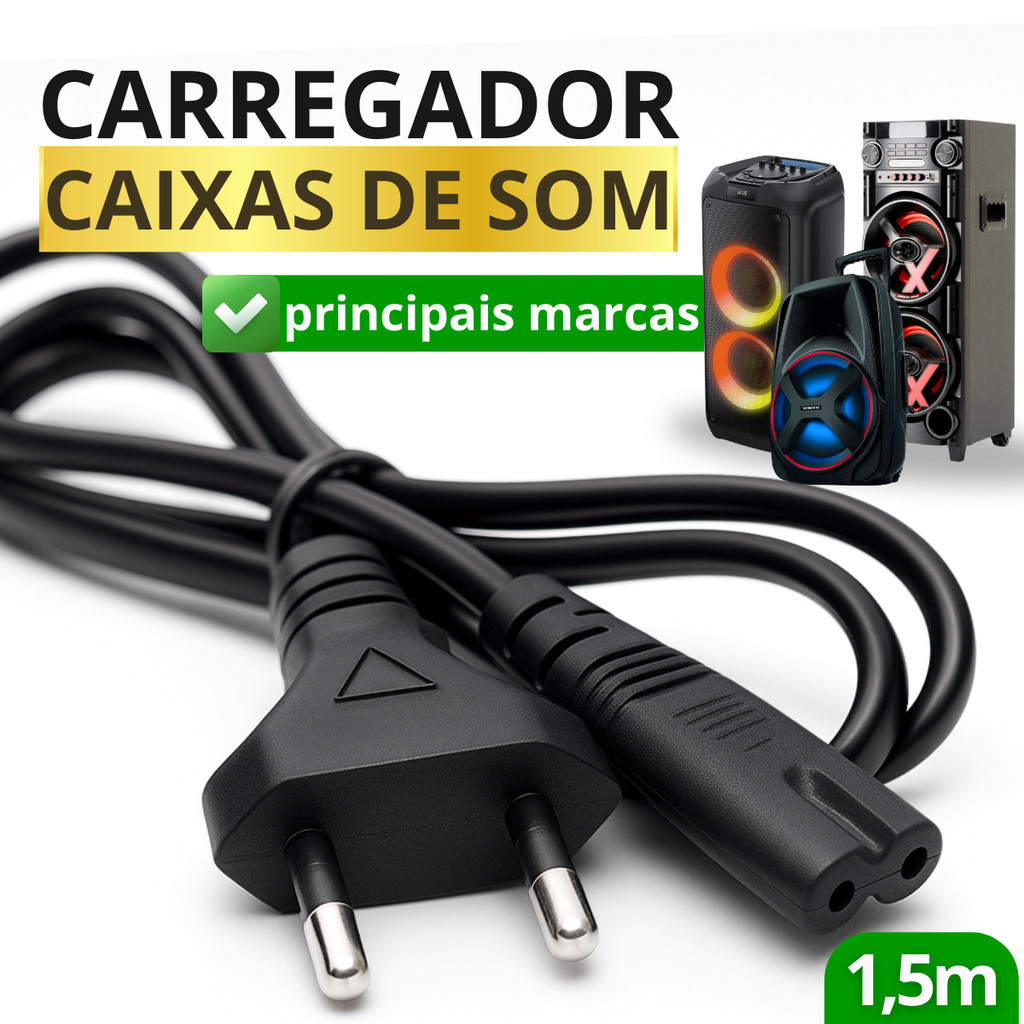 Carregador Cabo Bipolar para Caixa de Som Bluetoot