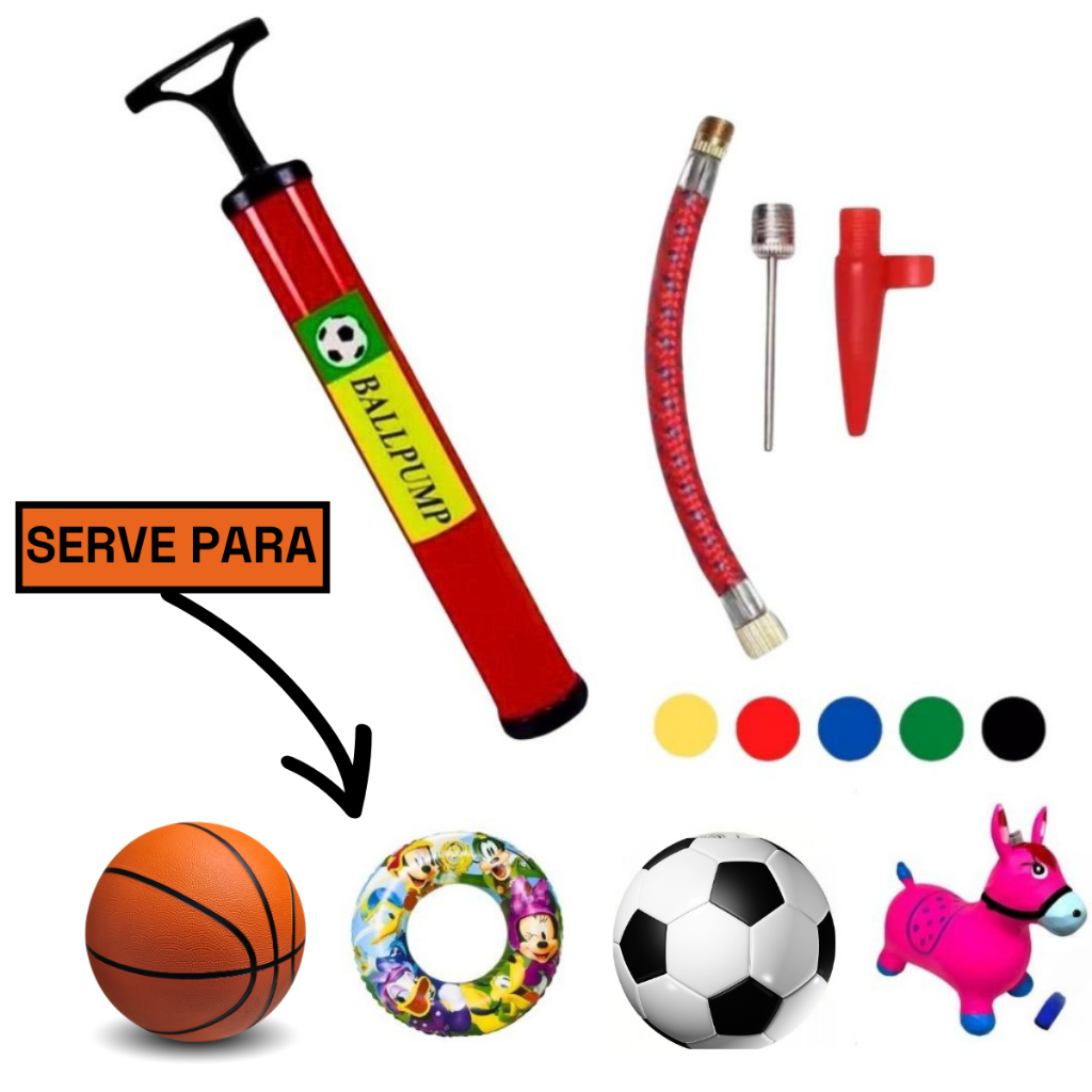 kit bomba de Ar Para Encher Bolas de Futebol Voley