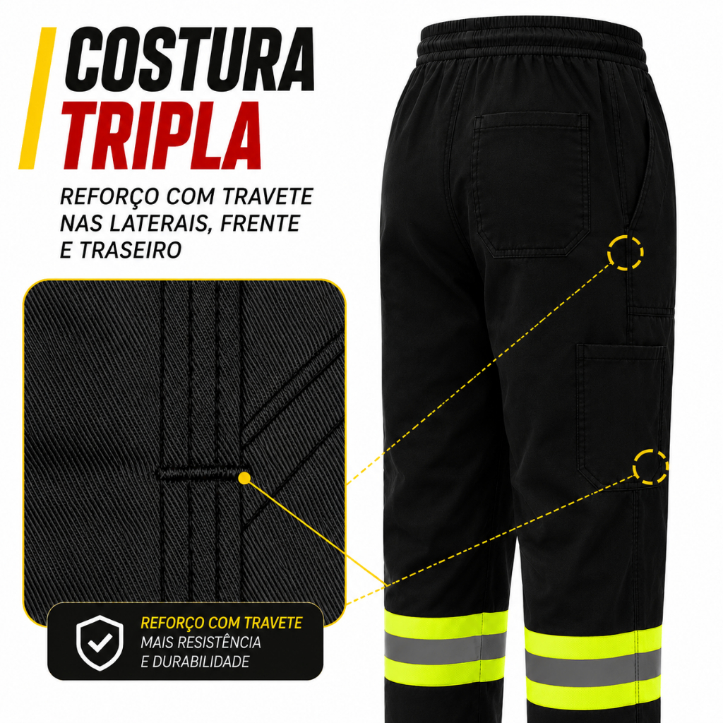 Calça de Brim Preta Masculina ANTI-RASGO – 