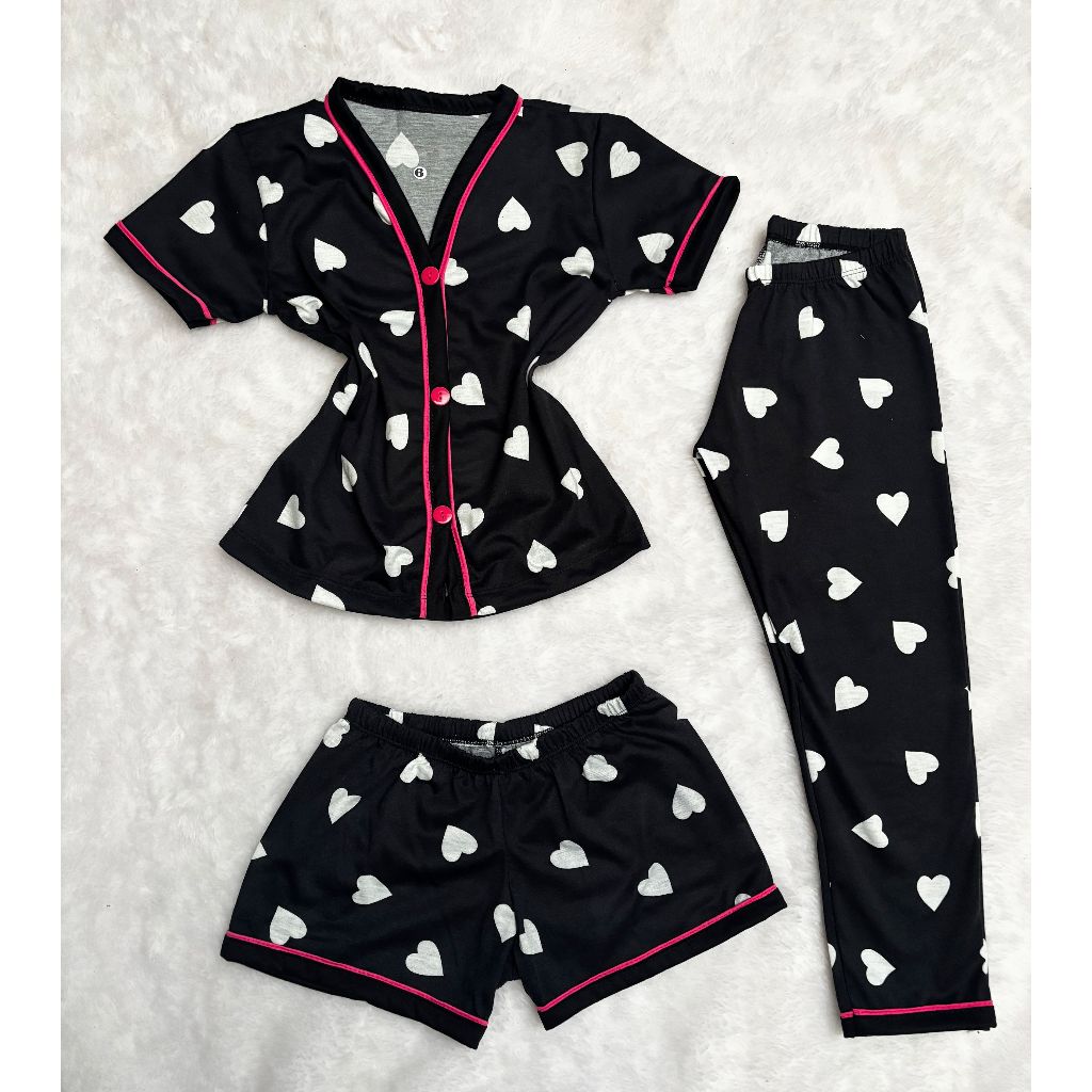 Kit 3 Peças Pijama de Menina Americano Camisa Bot
