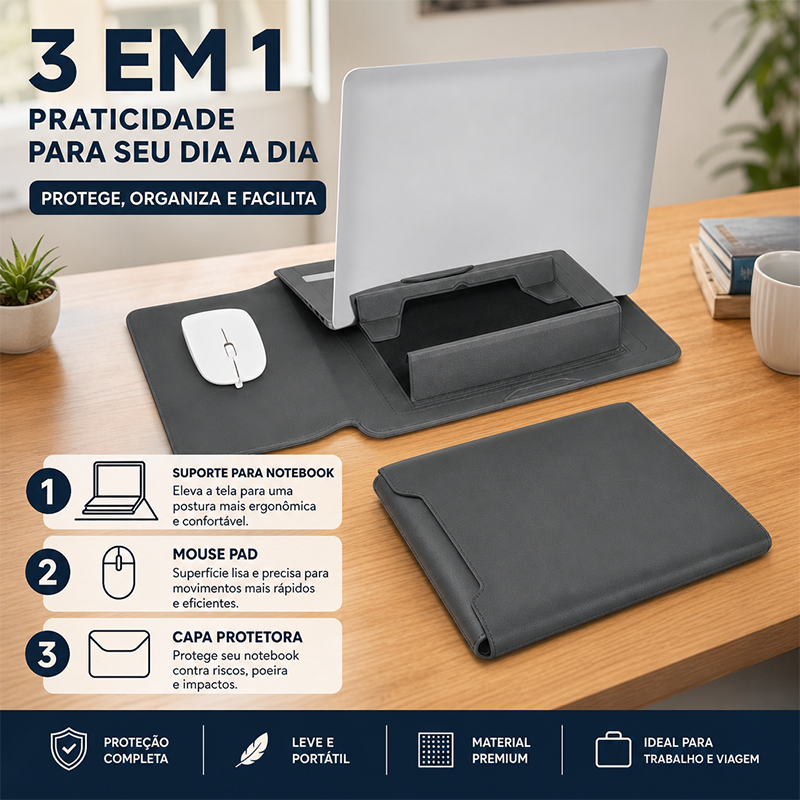 Capa para Macbook Air e Pro Couro Macio, Compatív