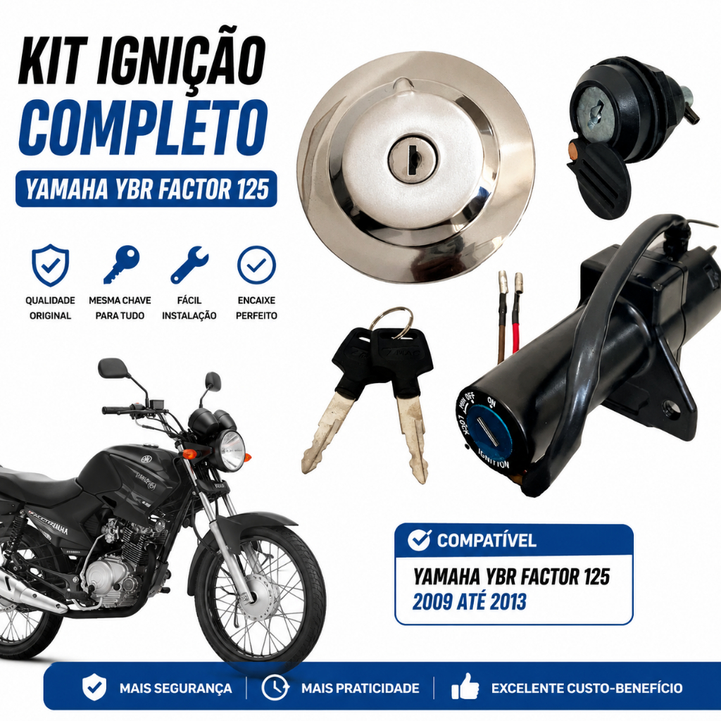 Kit Ignição Travas Yamaha Ybr 125 Factor 125 K/E