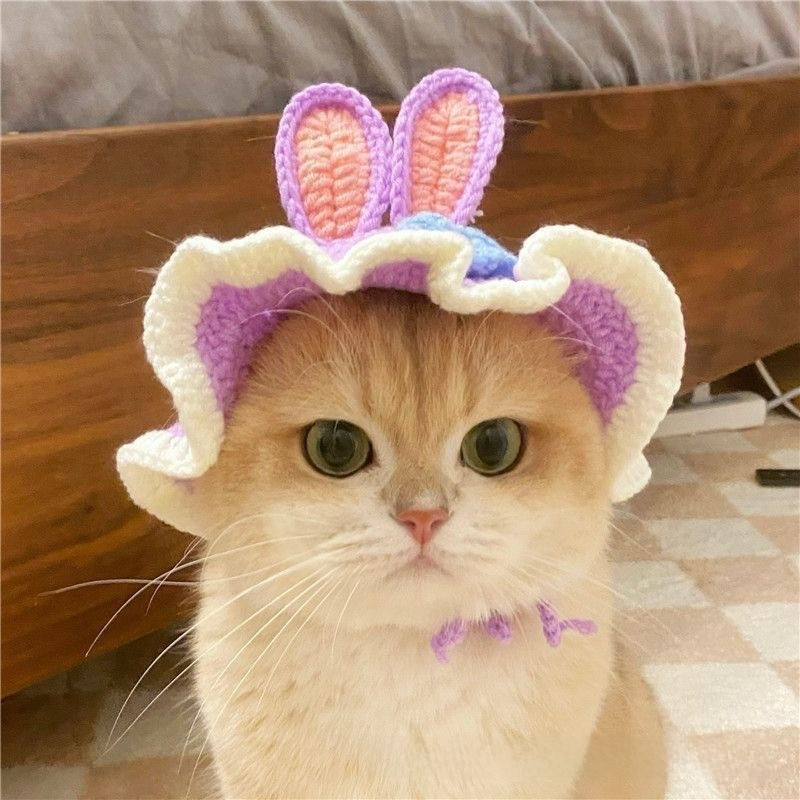 Chapéu de malha para cachorro e gato, adereços c