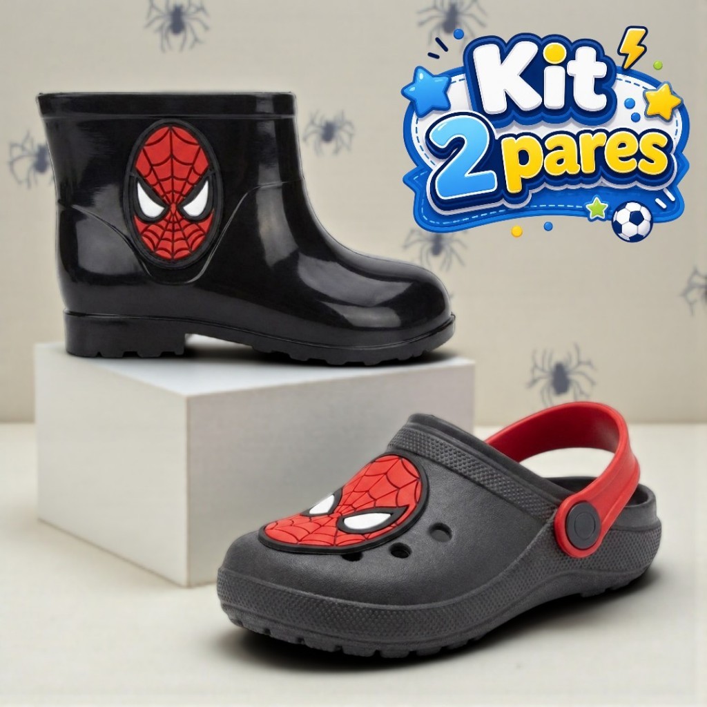 Kit 2 Pares Infantil Menino Galocha e Babuche Leve