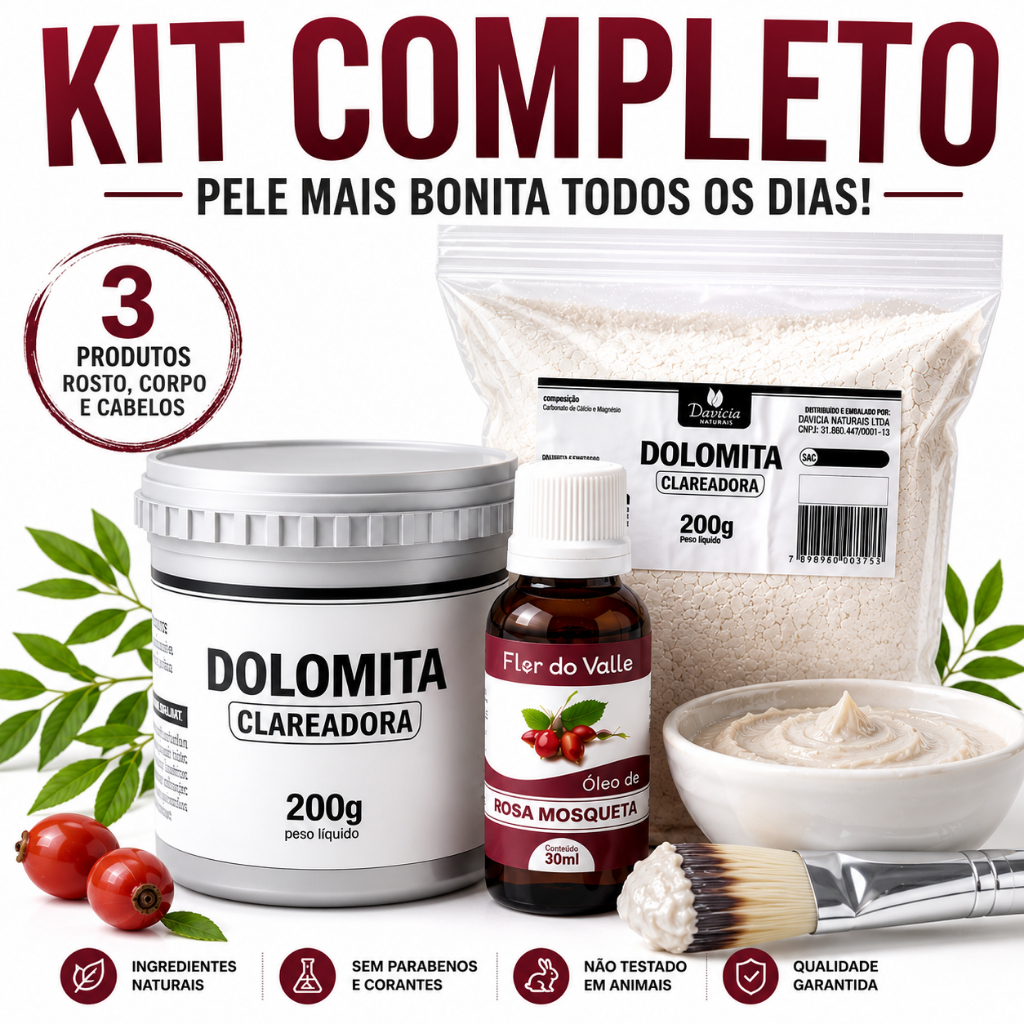 Kit Dolomita Clareadora 400g + Óleo Rosa Mosqueta