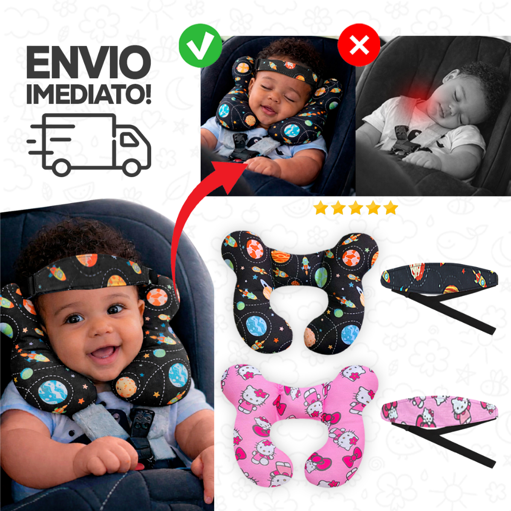 Almofada para Pescoço Bebe Conforto com Faixa Apo
